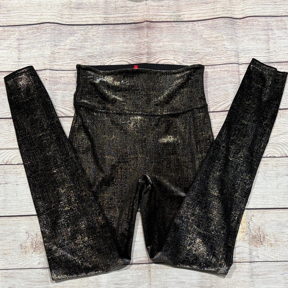 SPANX Felt Black and Gold Leggings